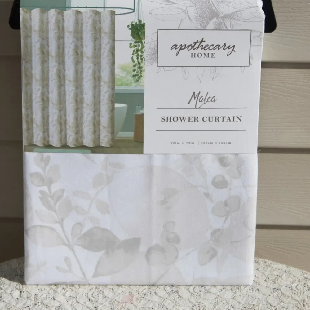 Apothecary Home Shower Curtain Cotton Blend Zen Floral Print 72
